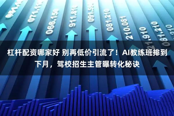 杠杆配资哪家好 别再低价引流了！AI教练班排到下月，驾校招生主管曝转化秘诀