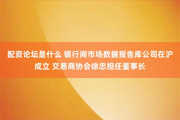配资论坛是什么 银行间市场数据报告库公司在沪成立 交易商协会徐忠担任董事长